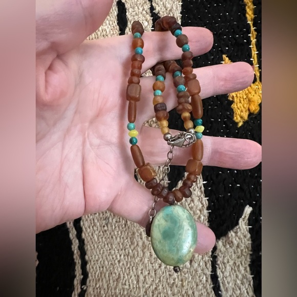 ❤️ Vintage Barse 925 Green Turquoise Beaded Necklace with Pendant 18+2.5” - Picture 3 of 12